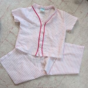 Vintage Toddletime Striped Pink Kids Pajamas/ Baseball 2 Piece Set